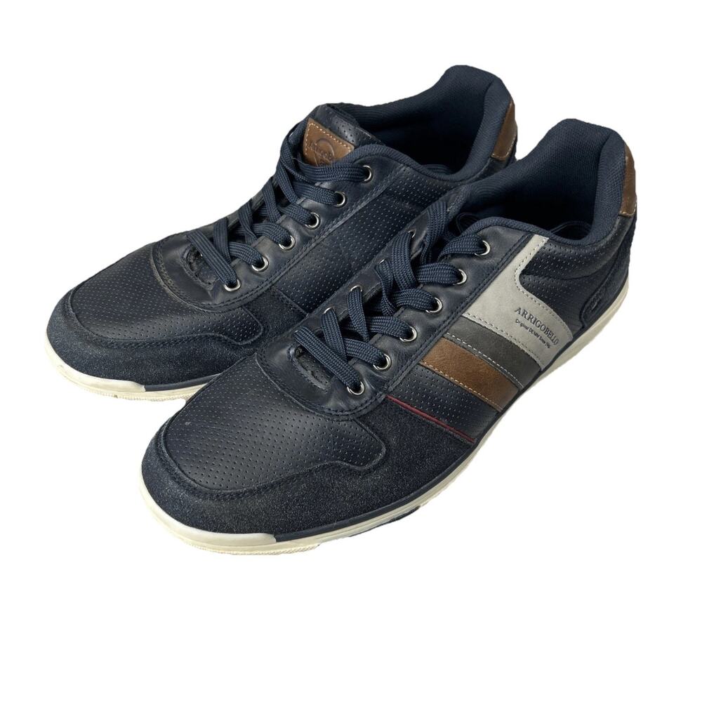 Arrigo Bello Men’s Navy Blue Casual Sneakers Size 11.5 A1352-2 Leather Trim